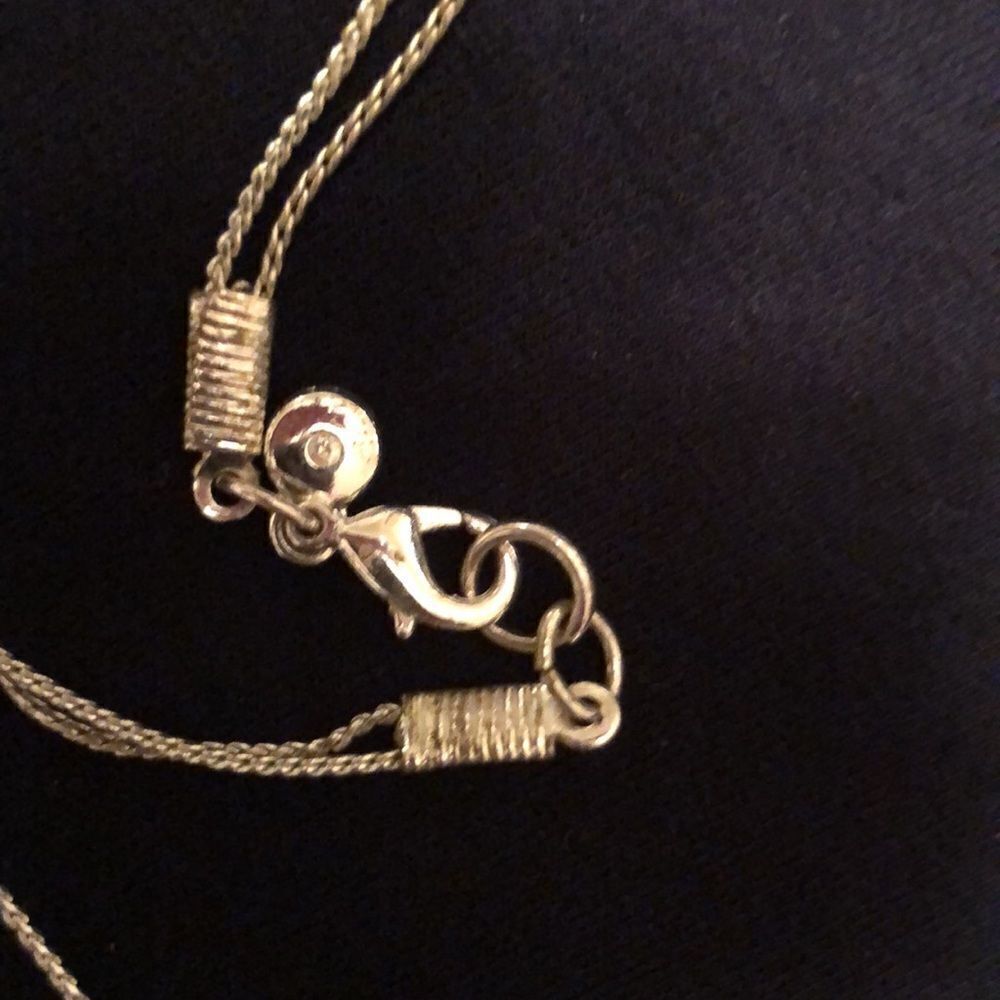 Beautiful Double Strand Sterling Silver Necklace Black Beads and Pearls - Picture 3 of 4